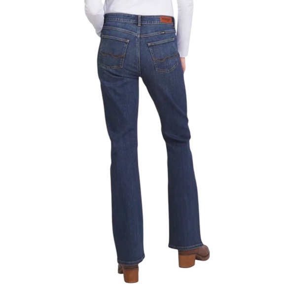 Wrangler High-Rise Bootcut Jeans 12 Dark Blue Western Cowgirl Straight Fit NWT - Picture 2 of 12